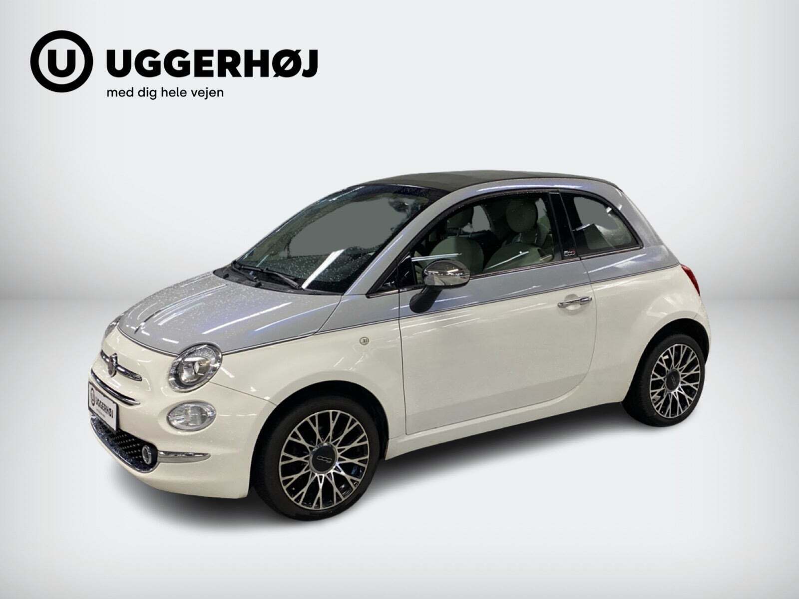 Hvid Fiat 500C fra 2018 set udefra