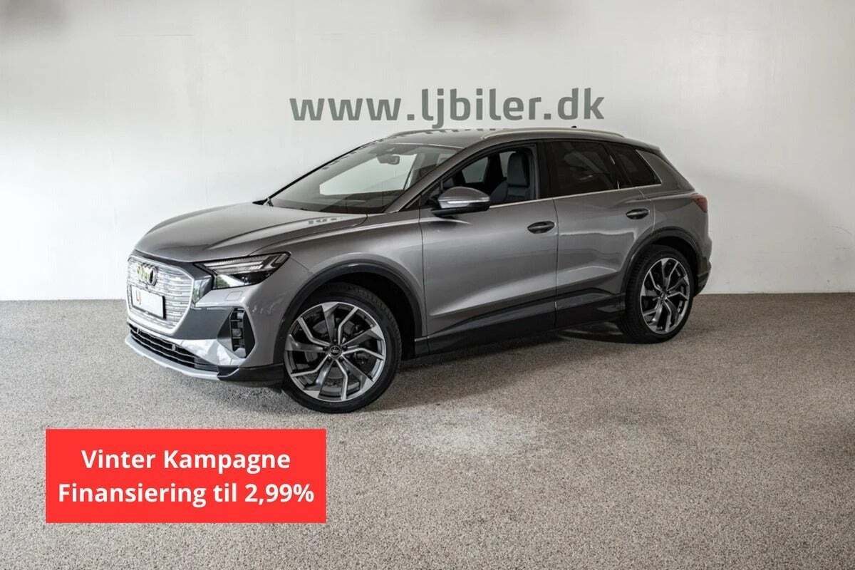 Grå Audi Q4 e-tron fra 2023 set udefra