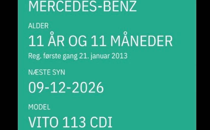 Mercedes Vito 2,1 113 CDI Kassevogn Lang
