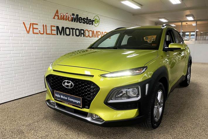 Grøn Hyundai Kona fra 2017 set udefra
