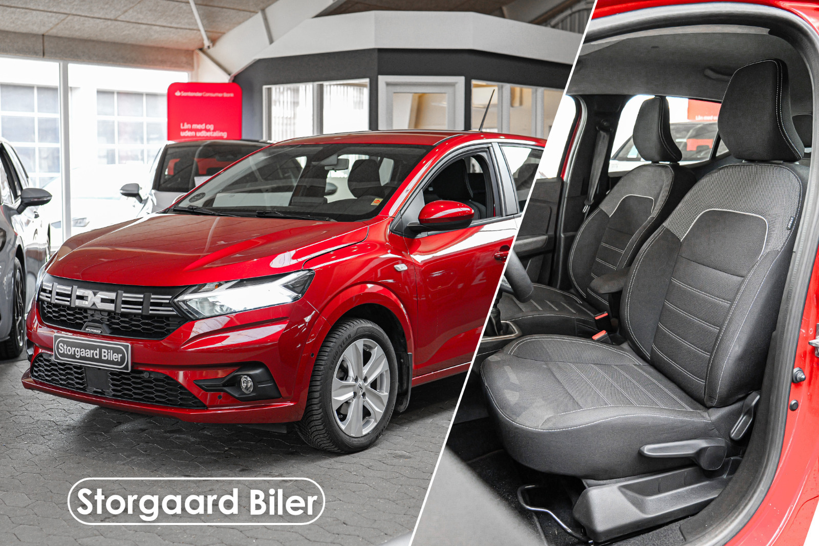 Rød Dacia Sandero fra 2023 set udefra