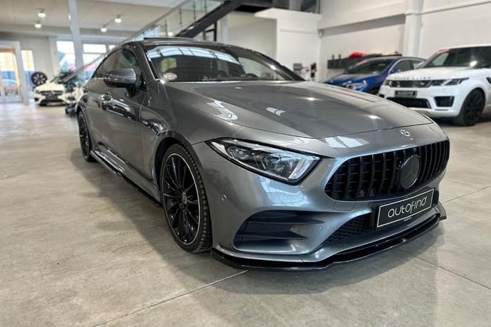 Grå Mercedes CLS400 d fra 2018 set udefra