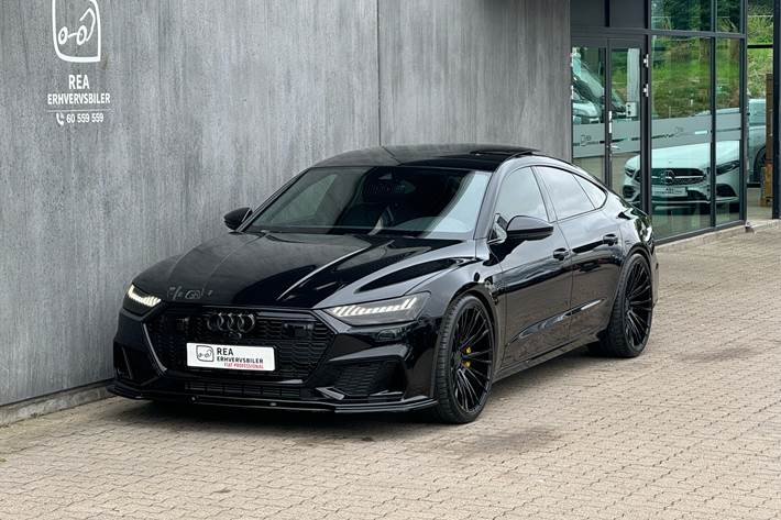 Sort Audi A7 fra 2018 set udefra