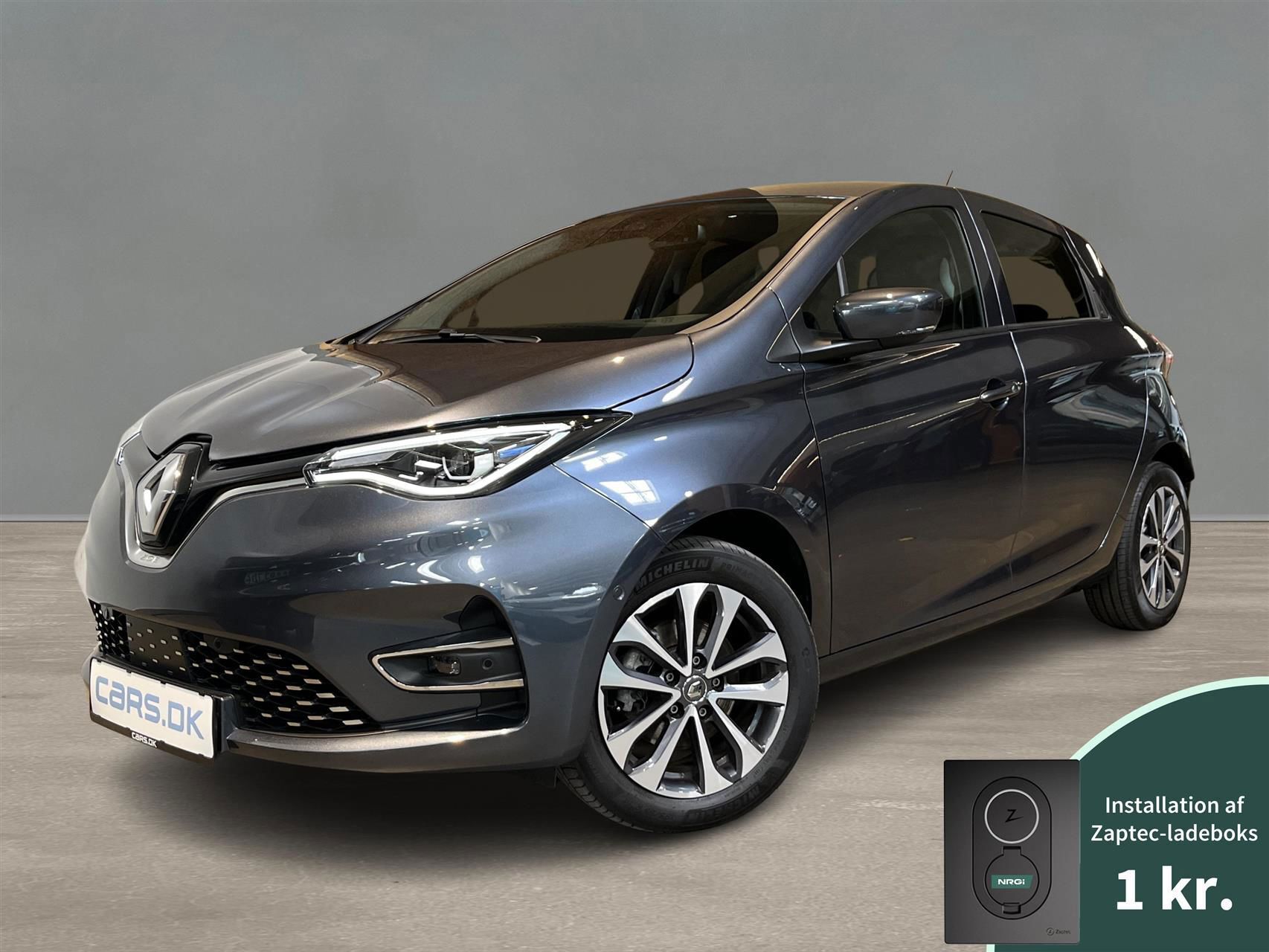 Grå Renault Zoe fra 2021 set udefra