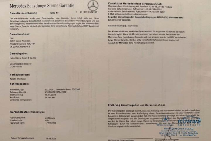 Sort Mercedes EQE300 fra 2023