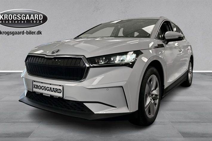 Hvid Skoda Enyaq fra 2021 set udefra