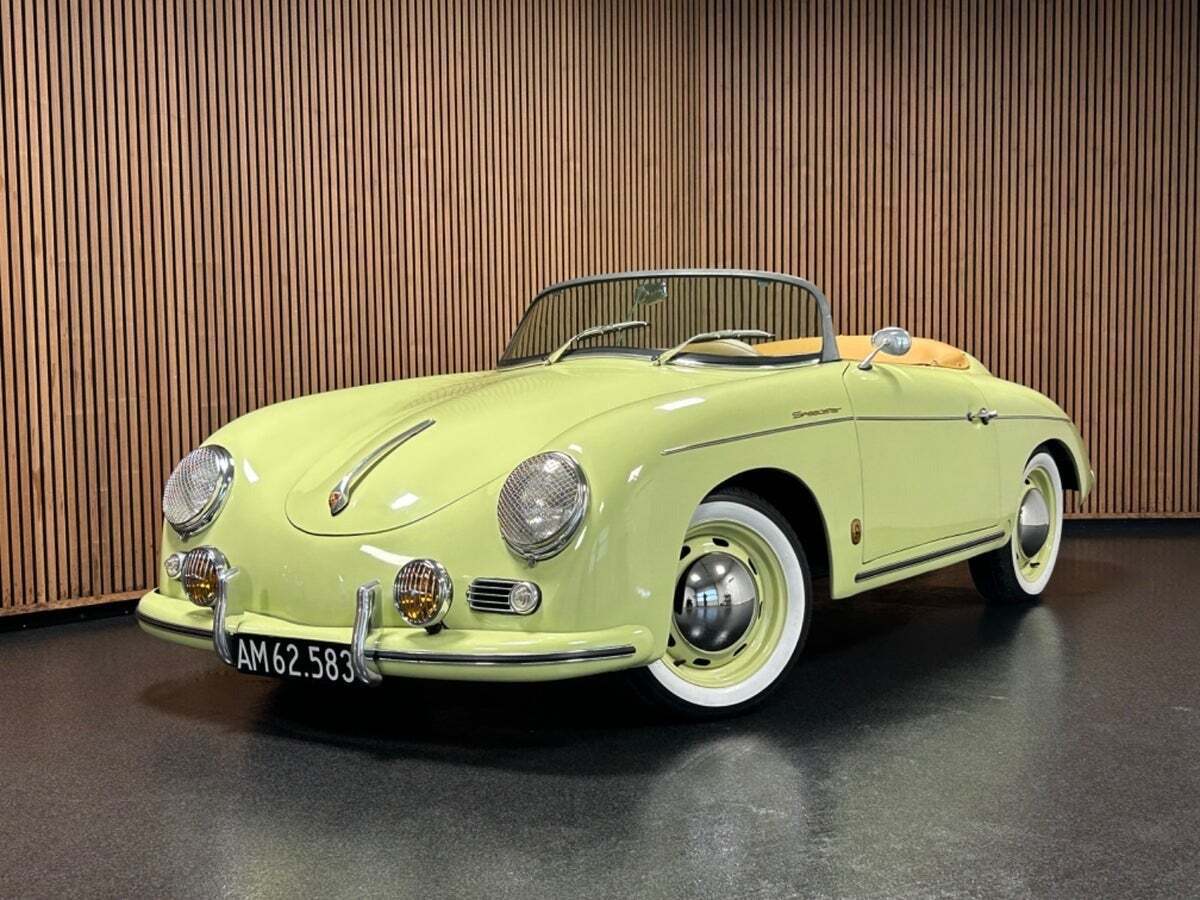 Gul Porsche 356 fra 1969 set udefra