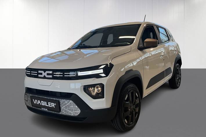 Hvid Dacia Spring fra 2024 set udefra