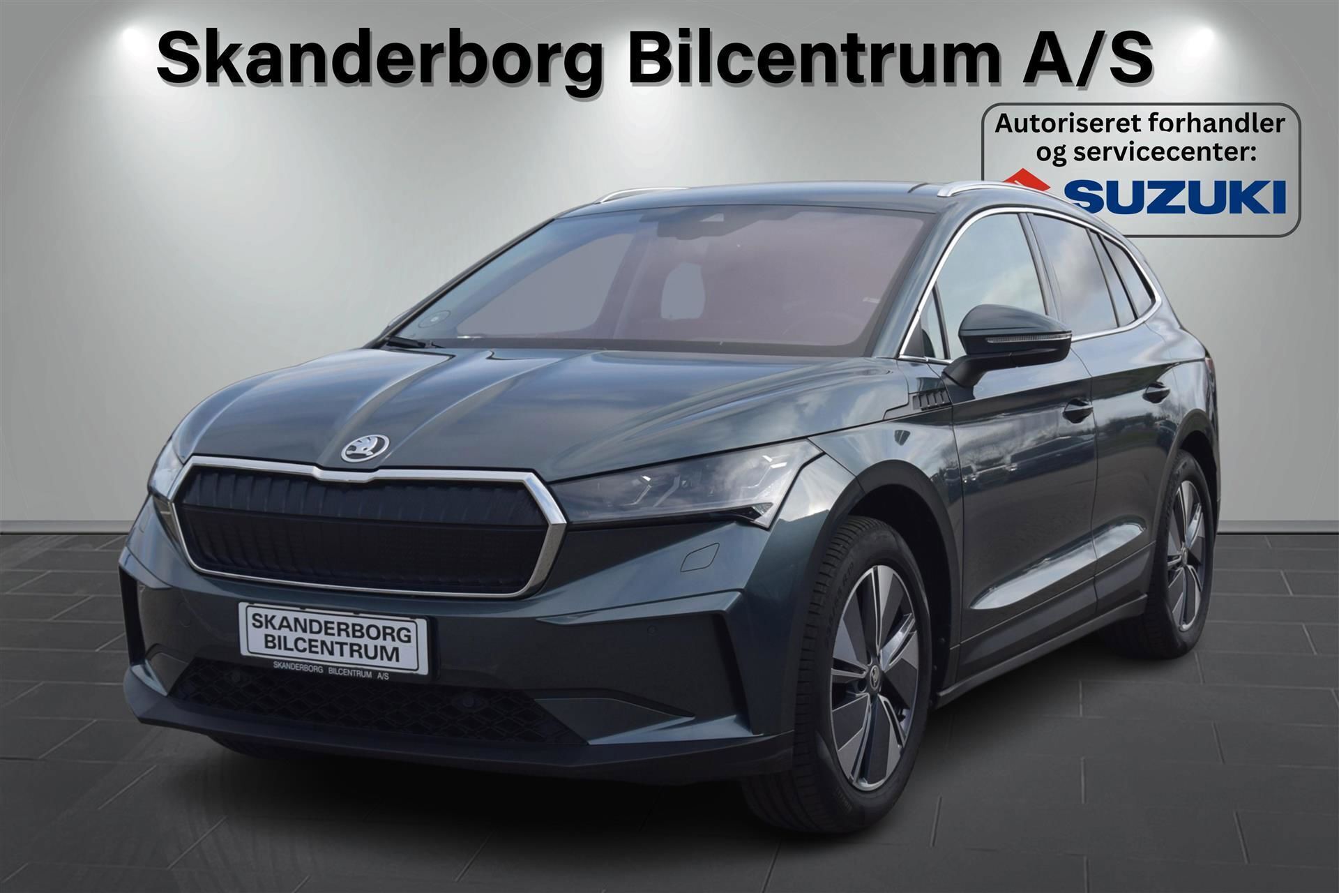 Grå Skoda Enyaq iV fra 2021 set udefra