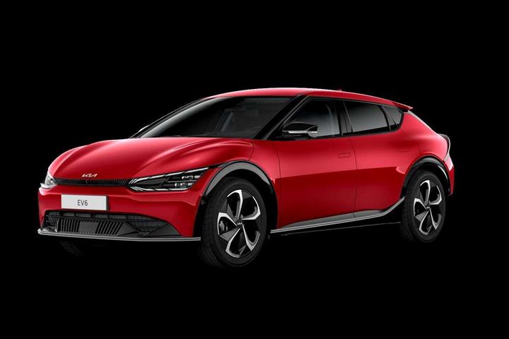 Rød Kia EV6 fra 2023 set udefra
