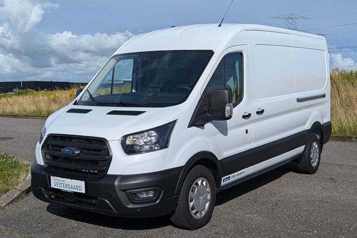 Hvid Ford Transit 350 L3 Van fra 2023 set udefra