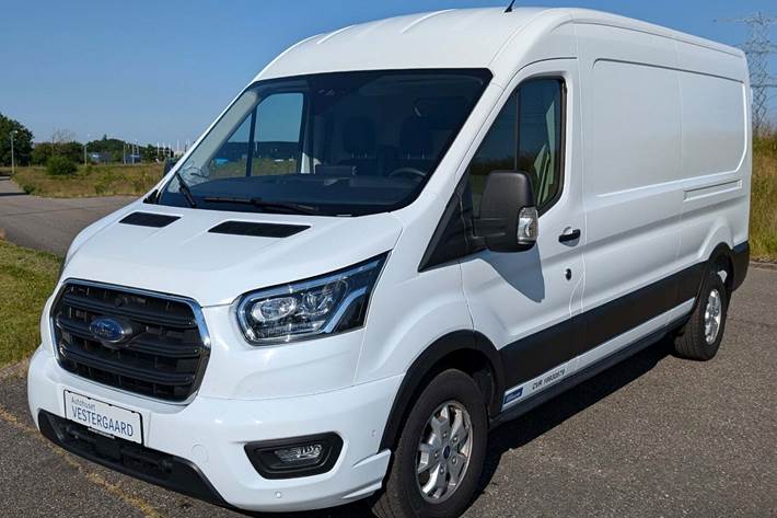 Hvid Ford Transit 350 L3 Van fra 2023 set udefra