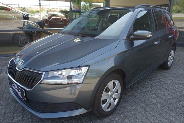 Grå Skoda Fabia fra 2019 set udefra