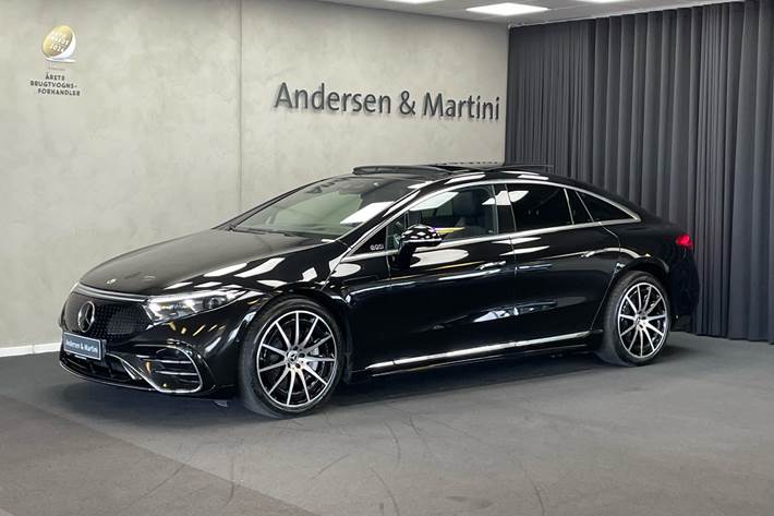 Sort Mercedes EQS 450+ fra 2021 set udefra