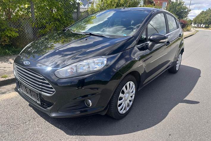 Grøn Ford Fiesta fra 2014 set udefra