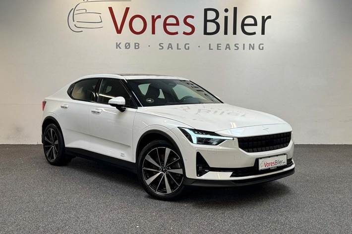 Hvid Polestar 2 fra 2021 set udefra