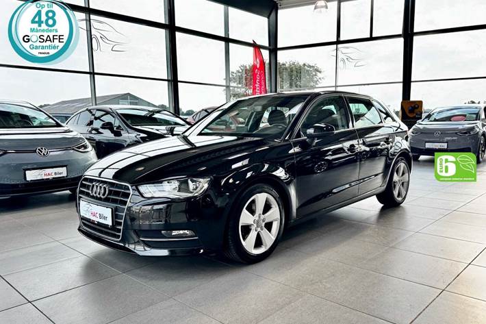 Sort Audi A3 fra 2016 set udefra