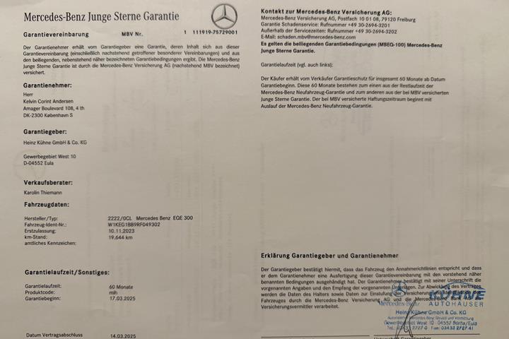 Grå Mercedes EQE300 fra 2023