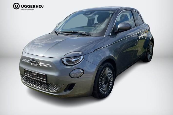 Grå Fiat 500e fra 2023 set udefra