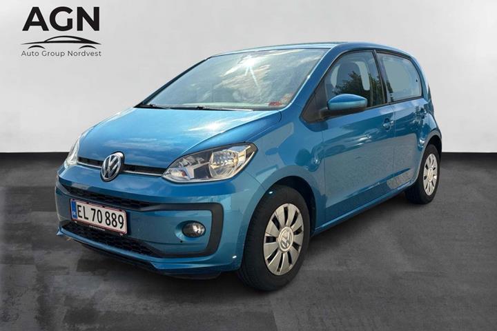 Blå VW UP! fra 2018 set udefra