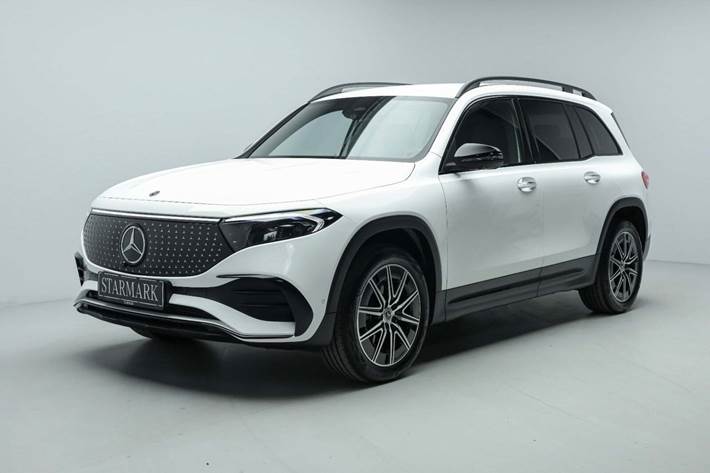 Hvid Mercedes EQB350 fra 2024 set udefra