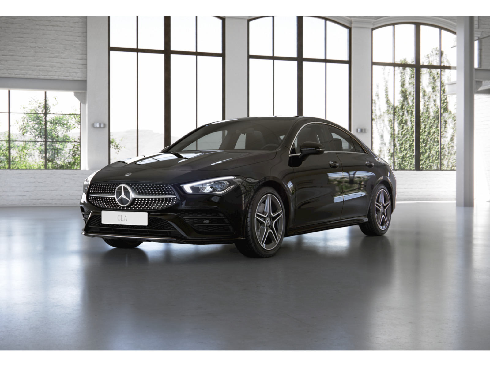 Sort Mercedes CLA250 e fra 2023 set udefra