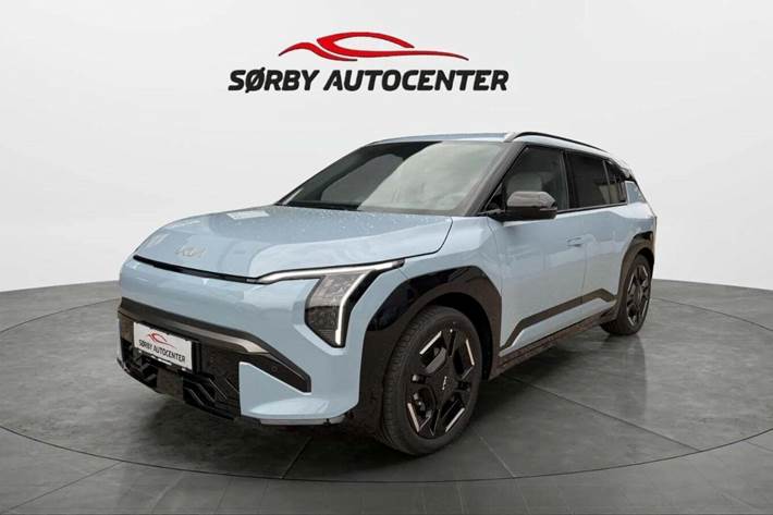 Blå Kia EV3 fra 2025 set udefra