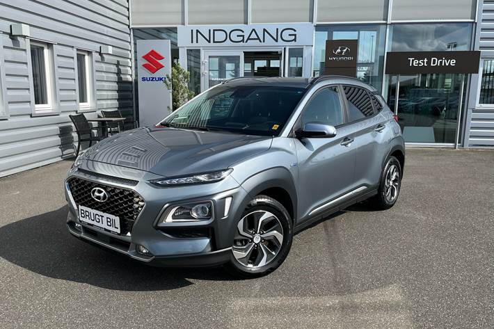 Sølv Hyundai Kona fra 2020 set udefra