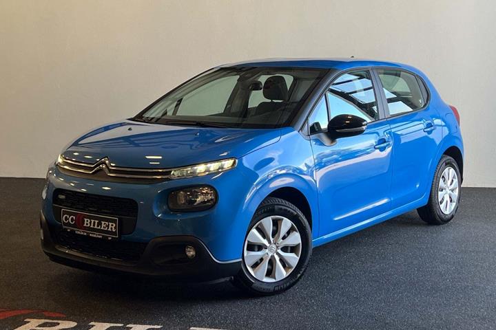 Blå Citroën C3 fra 2017 set udefra