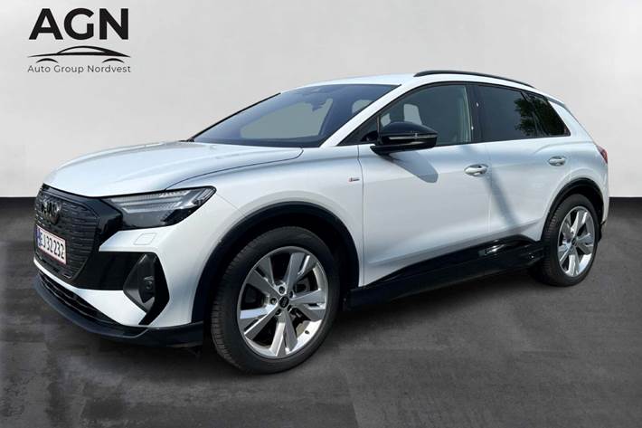 Hvid Audi Q4 e-tron fra 2024 set udefra