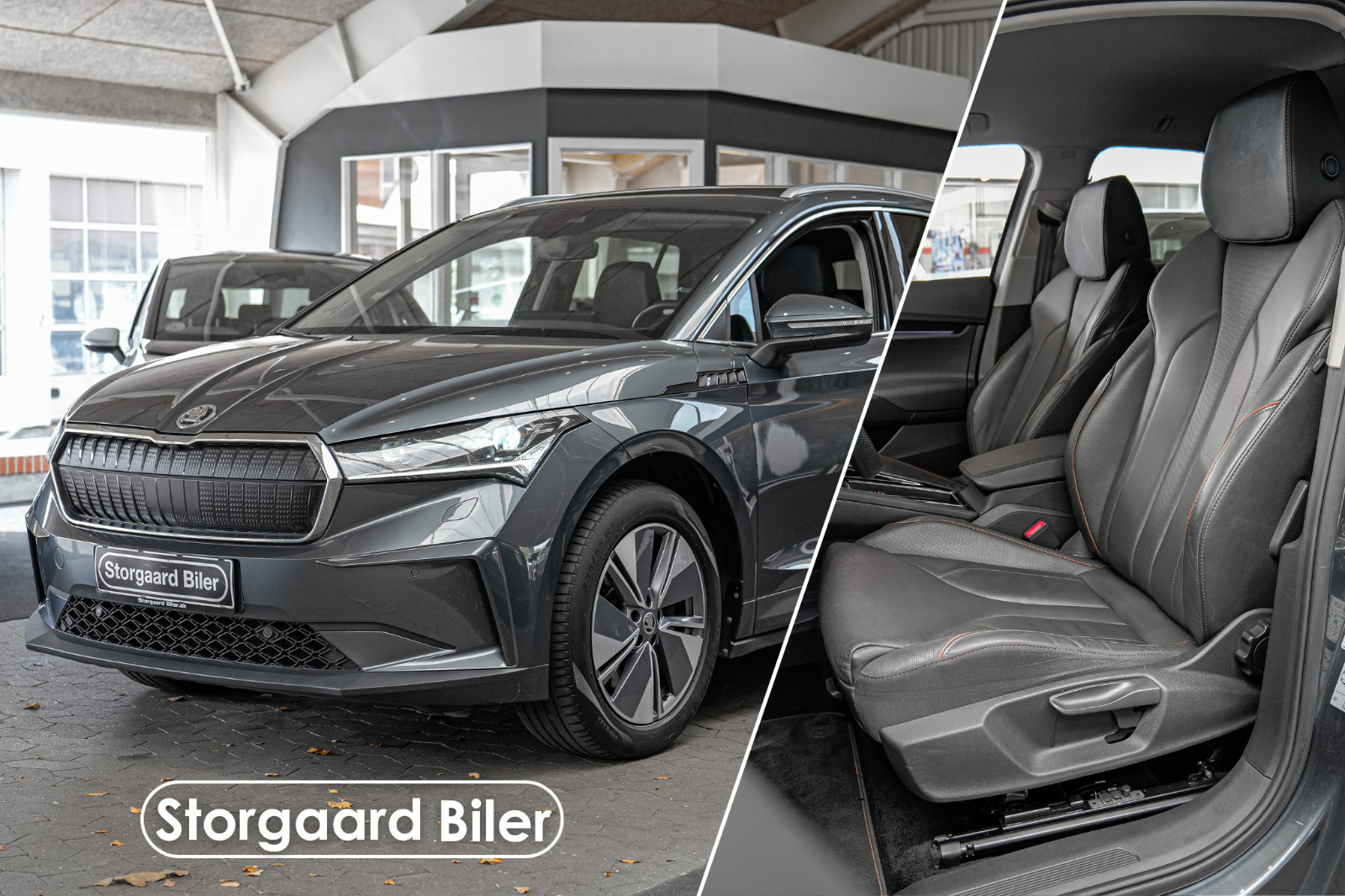 Grå Skoda Enyaq fra 2021 set udefra