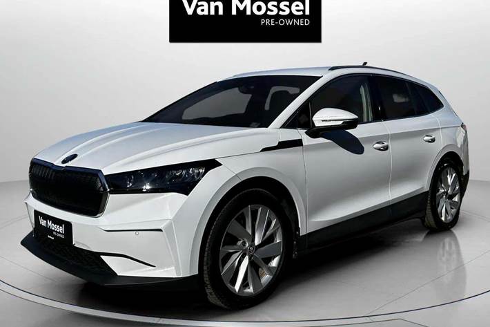 Hvid Skoda Enyaq fra 2021 set udefra