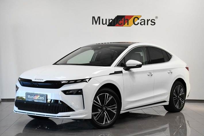 Hvid Skoda Enyaq fra 2026 set udefra