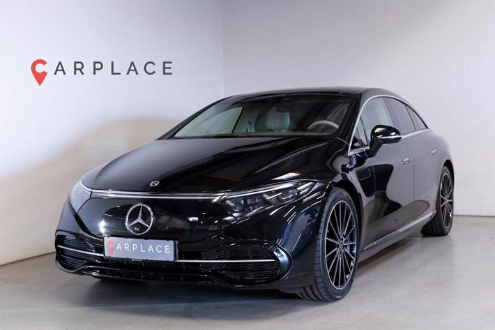 Sort Mercedes EQS450+ fra 2022 set udefra