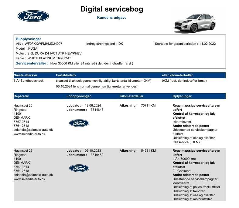 Hvid Ford Kuga fra 2022