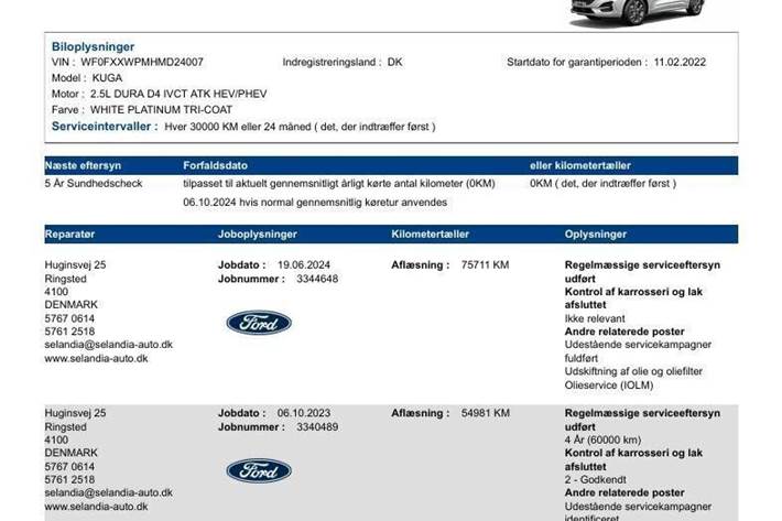 Hvid Ford Kuga fra 2022