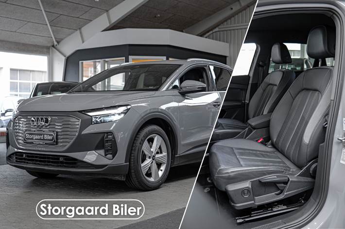 Grå Audi Q4 e-tron fra 2022 set udefra