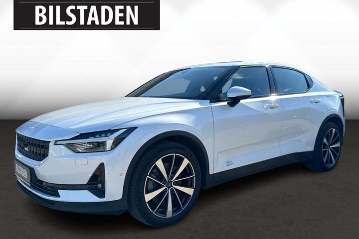 Hvid Polestar 2 fra 2021 set udefra