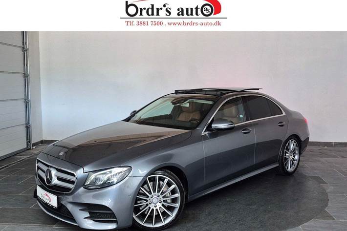 Grå Mercedes E350 d fra 2016 set udefra