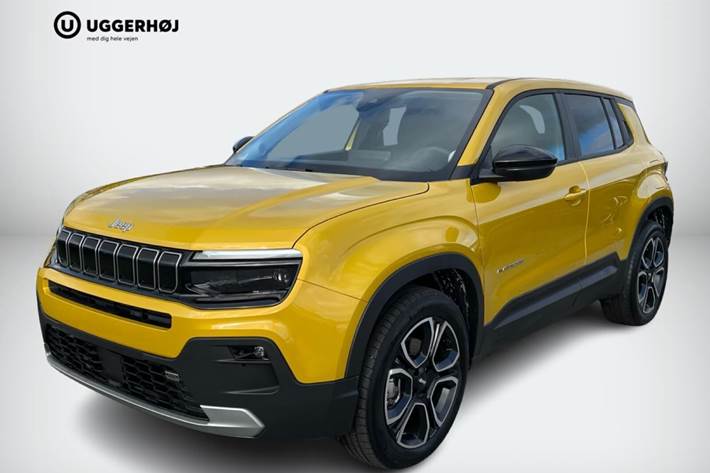 Gul Jeep Avenger fra 2024 set udefra