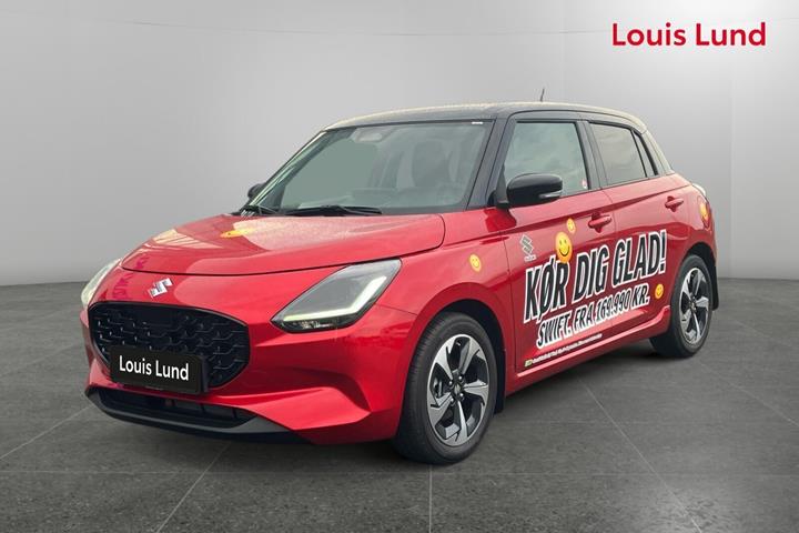 Rød Suzuki Swift fra 2025 set udefra
