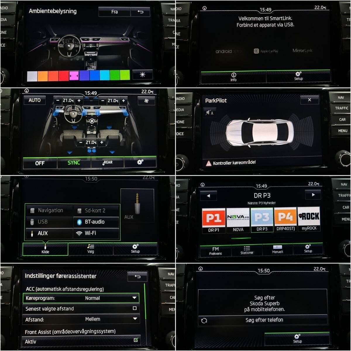 Sort Skoda Superb fra 2017