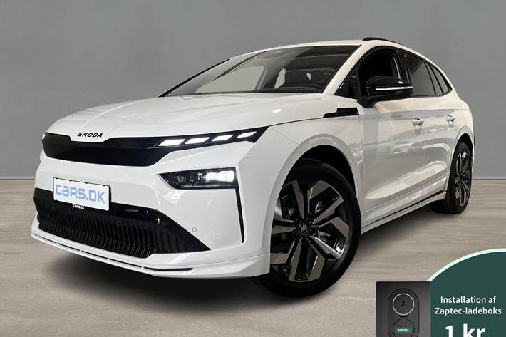 Hvid Skoda Enyaq iV fra 2025 set udefra