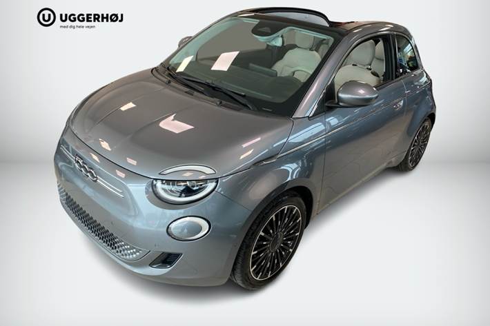Grå Fiat 500e fra 2021 set udefra