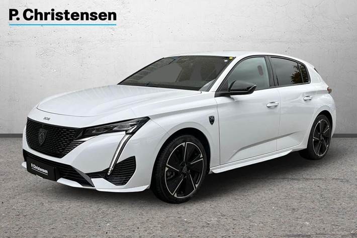 Hvid Peugeot E-308 fra 2023 set udefra