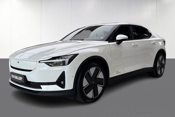 Hvid Polestar 2 fra 2025 set udefra