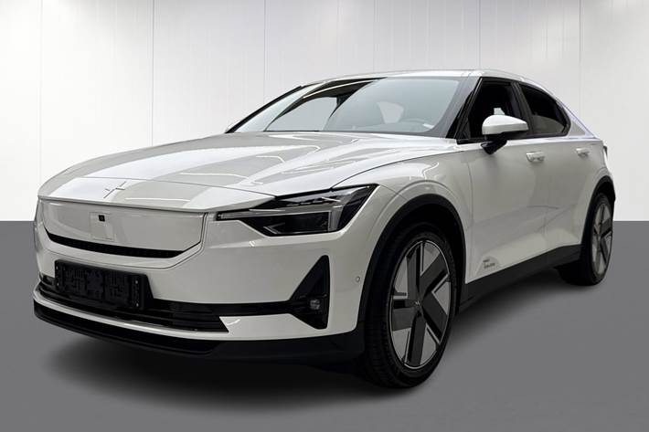 Hvid Polestar 2 fra 2025 set udefra