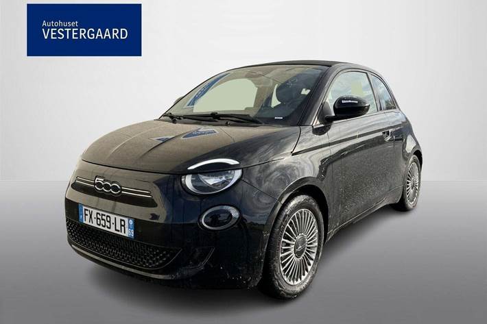 Sort Fiat 500e fra 2021 set udefra