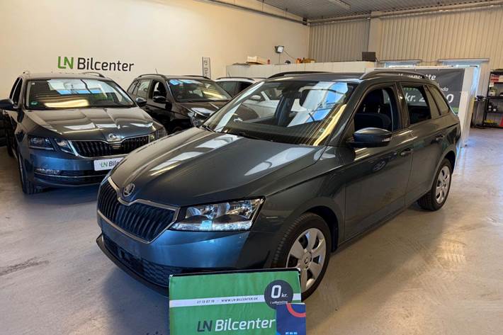 Grå Skoda Fabia fra 2019 set udefra