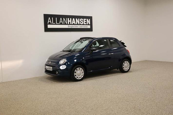 Blå Fiat 500C fra 2023